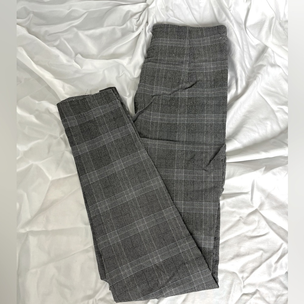 Skinny grey checked dress pants, XS